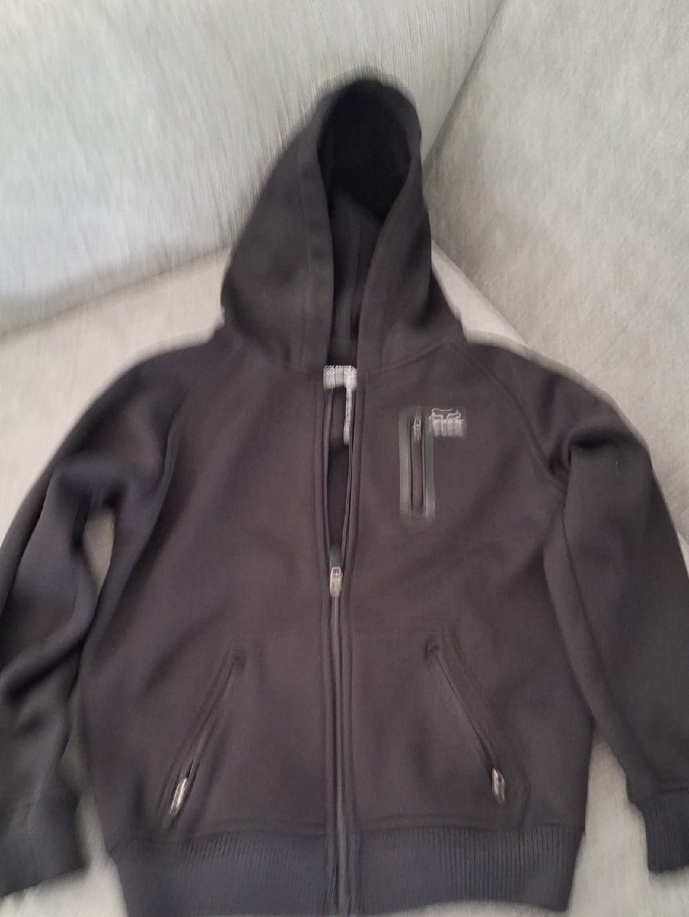 Kids Fox Black Hooded Pullover with White Logo
